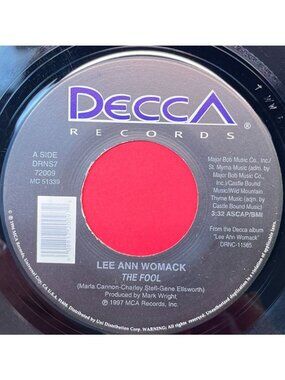 Lee Ann Womack The Fool / Troubles Here 45 Vinyl 1990s Country DECCA